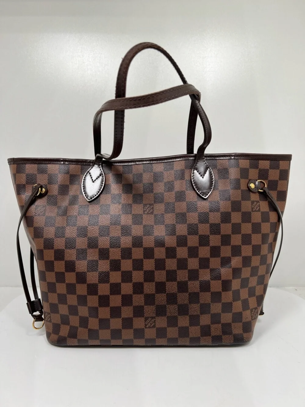 Louis Vuitton Neverfull MM Damier Ebene Tote w/ Pouch Red Interior + Pouch - Picture 4 of 15